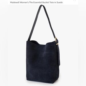 Madewell Essential Bucket Tote Suede Deep Indigo
